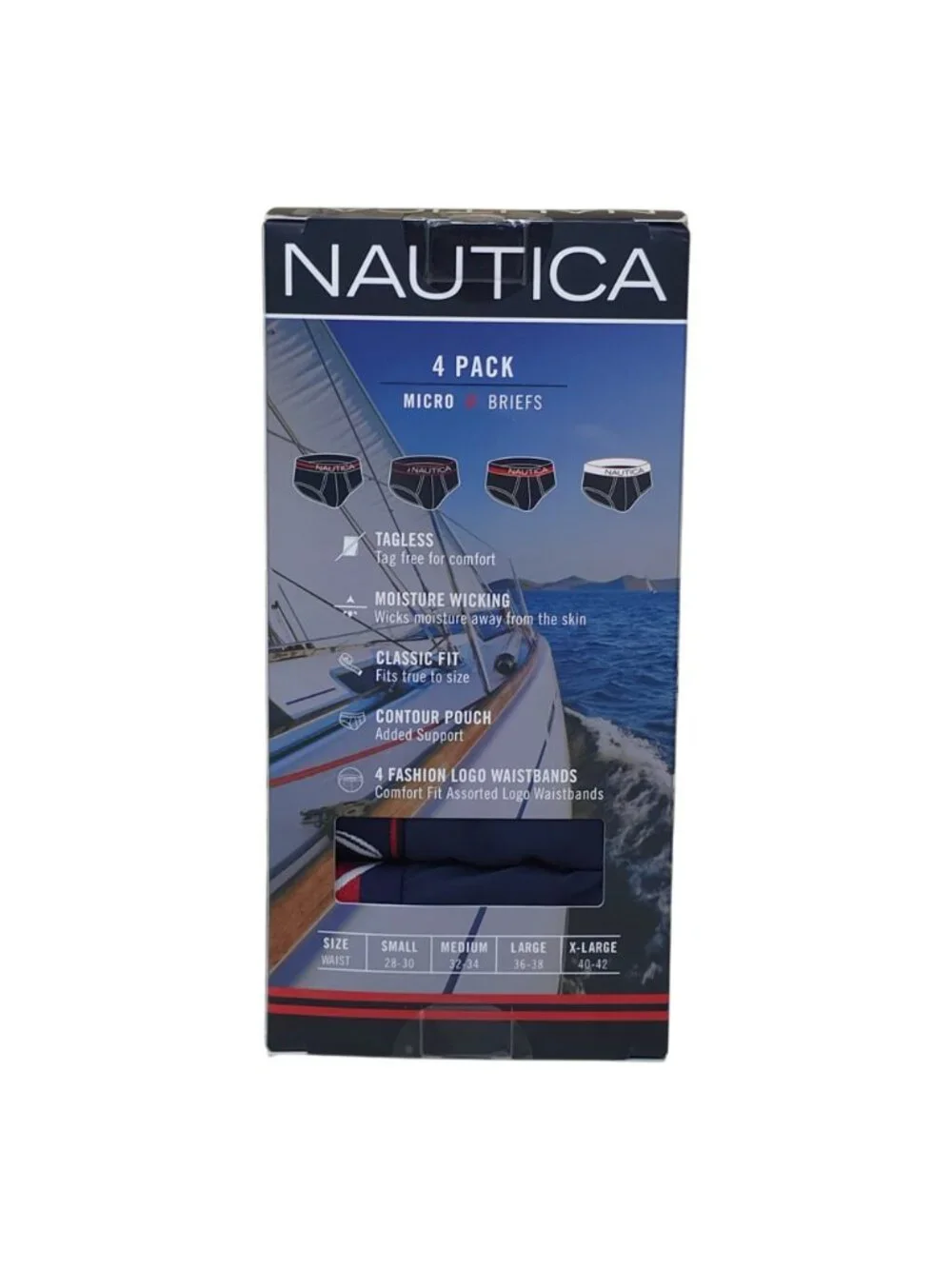 Nautica Mens 4-Pack Micro Briefs XL Moisture-Wicking Tagless Contour Pouch Navy